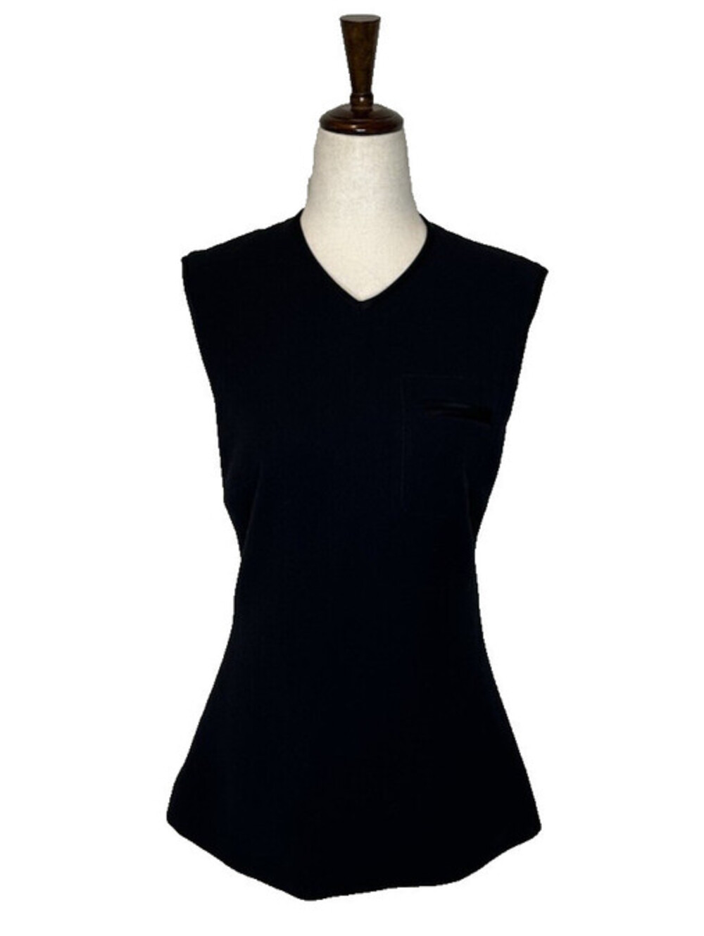 Vtg Marc Jacobs Look Womens 42 Wool Black Sleeveless Top V Neck Pocket Peplum